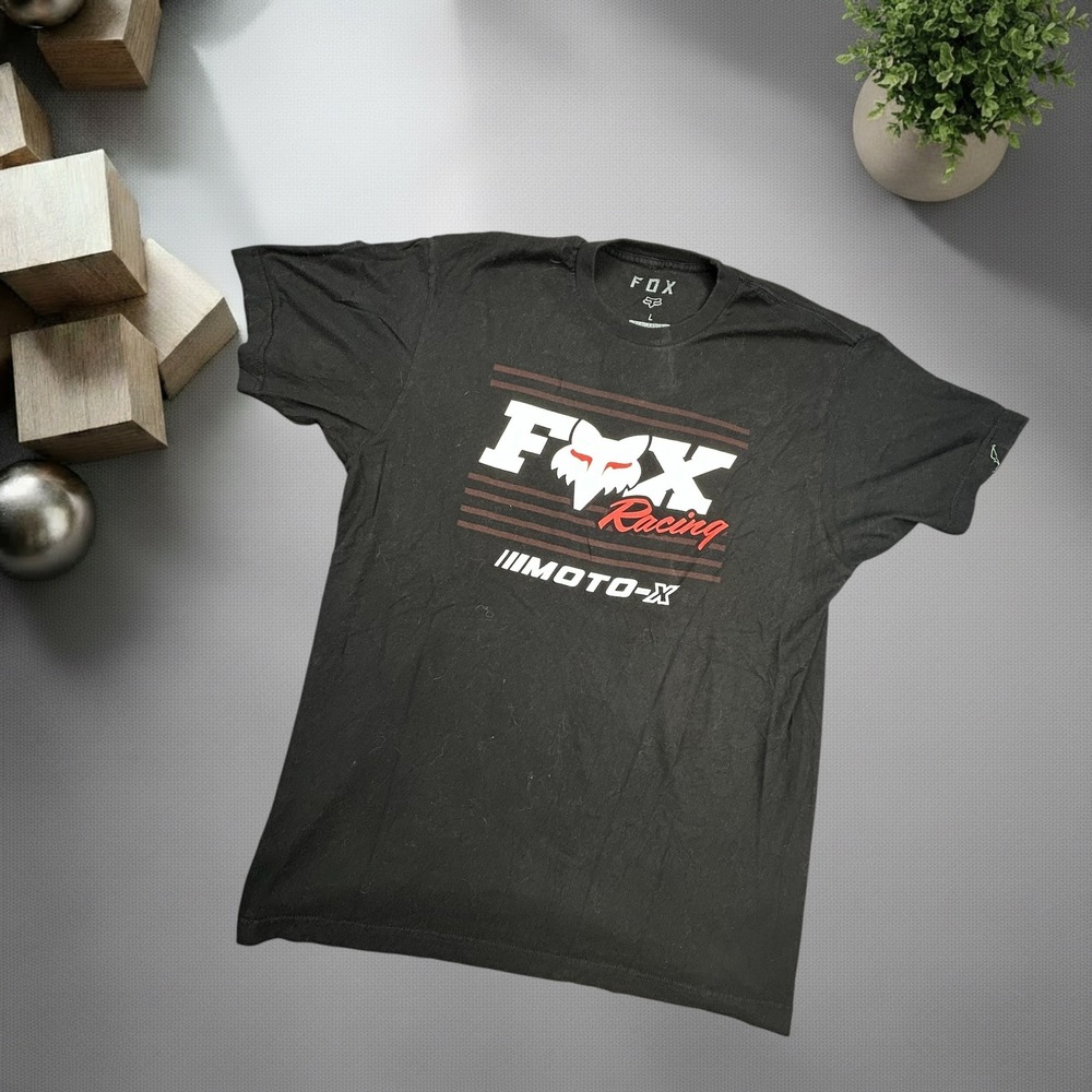 Fox Racing Moto-X Graphic T-Shirt Mens Large Black Y2K Skater Streetwear Tee